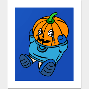 Cute crying pumpkin head Posters and Art